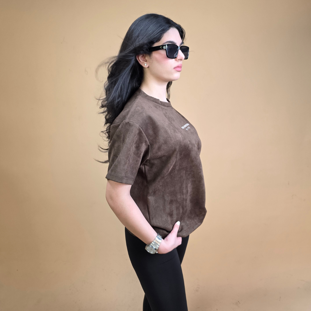 Suede Olive Boxy Fit T-Shirt - Dubai Streetwear