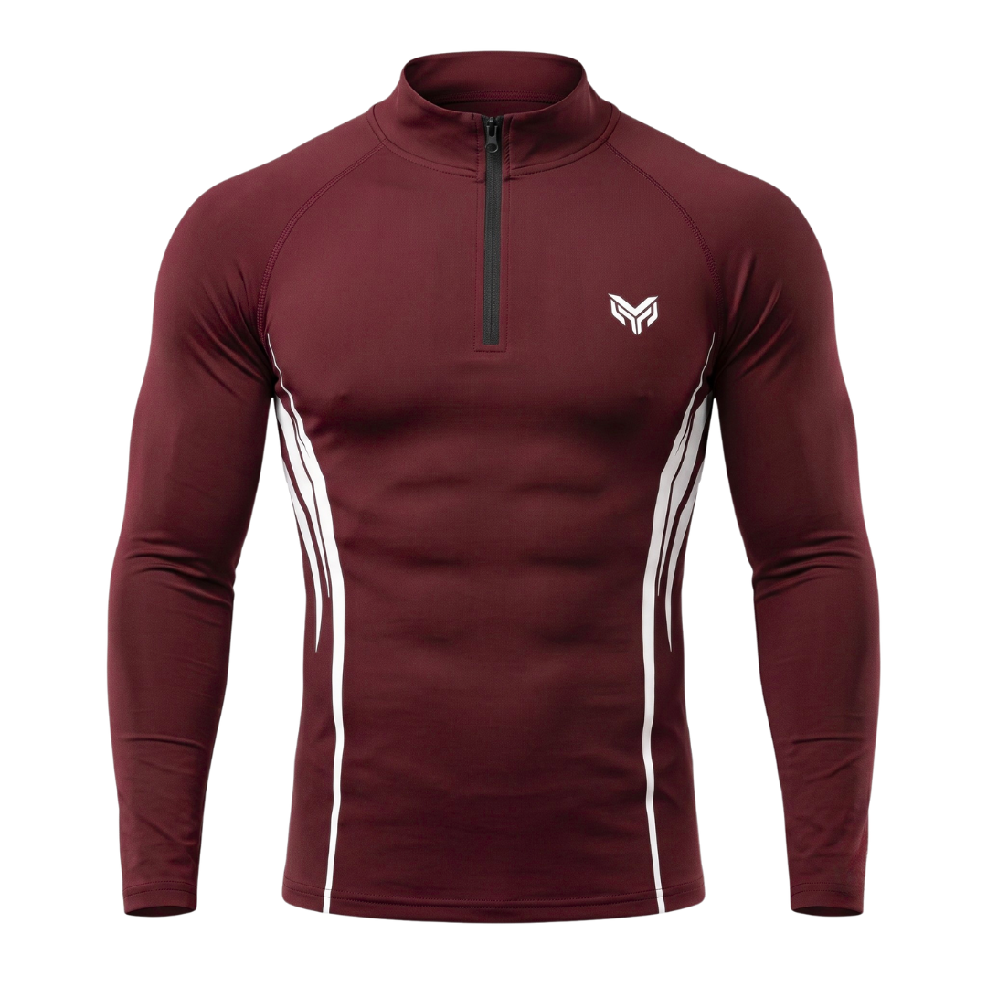 Men's Maroon Quarter-Zip Compression Shirt Dubai UAE