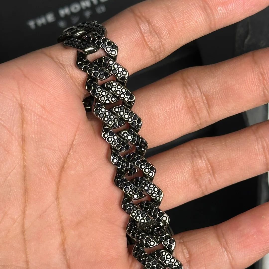 Black Iced Cuban Bracelet sizes Dubai UAE