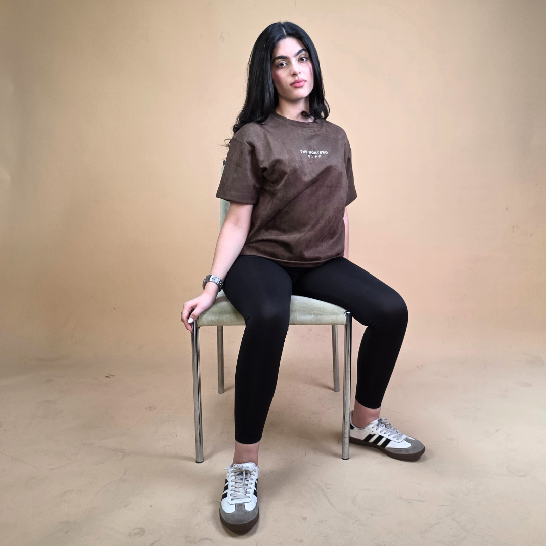 THE MONTERO Suede Boxy Fit T-Shirt Dubai UAE