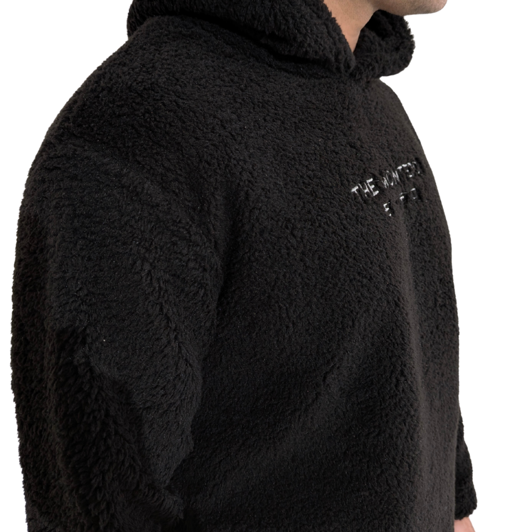 Black Sherpa Hoodie - Unisex Winter Wear Dubai