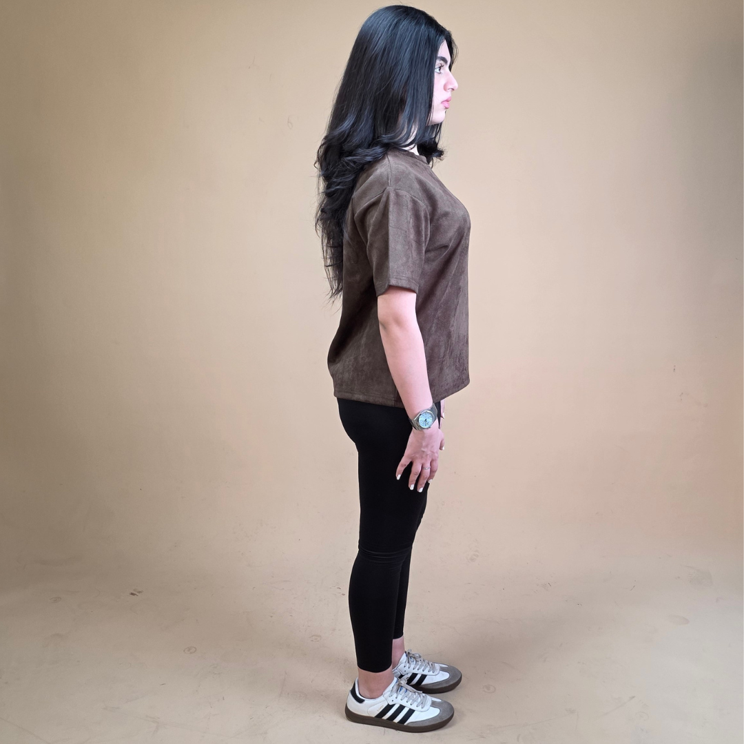 Suede Boxy Fit T-Shirt worn Dubai UAE