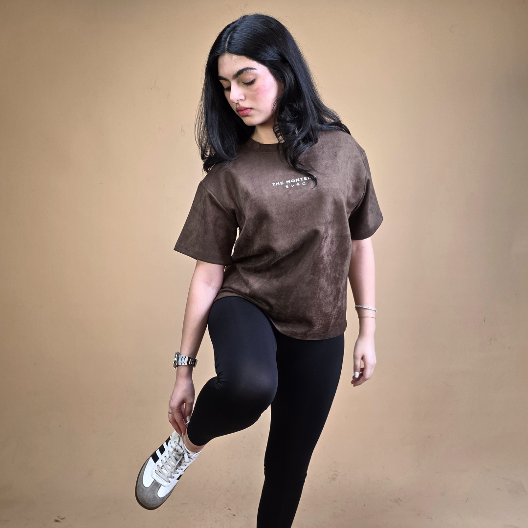 Suede Boxy Fit T-Shirt fabric detail Dubai UAE