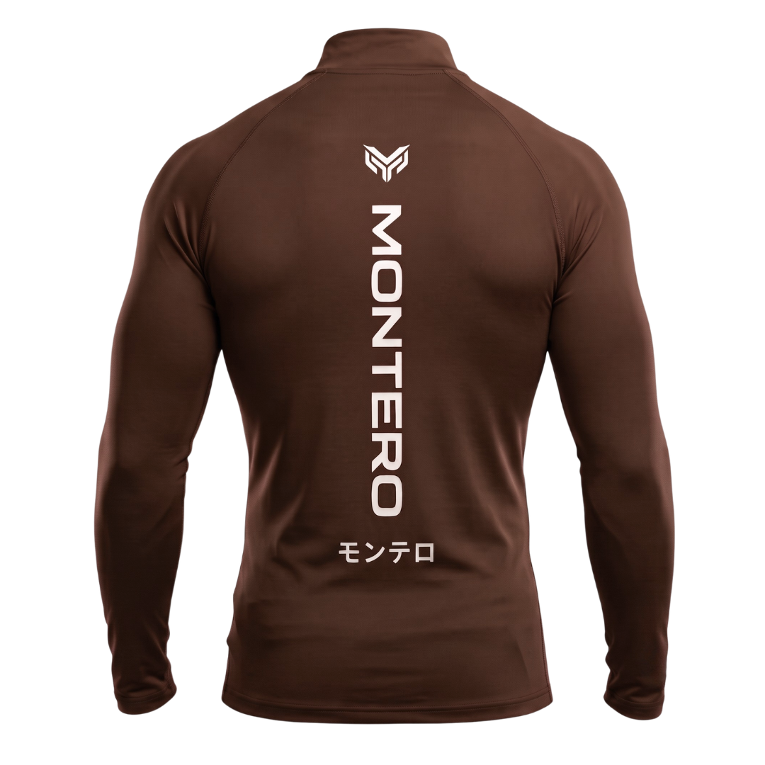 Brown Quarter-Zip Compression Shirt worn Dubai UAE