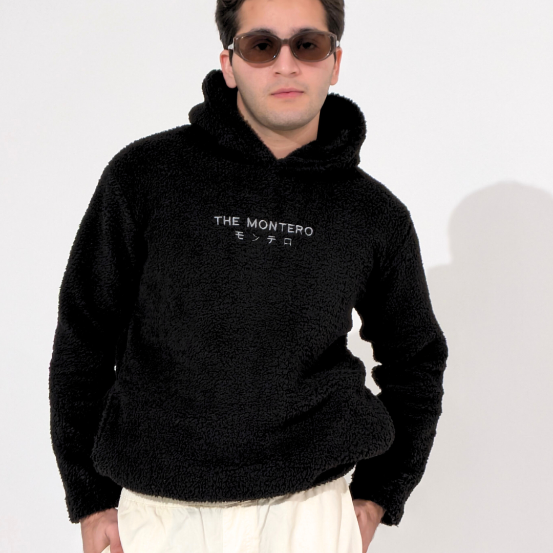Black Sherpa Hoodie side pocket detail Dubai UAE