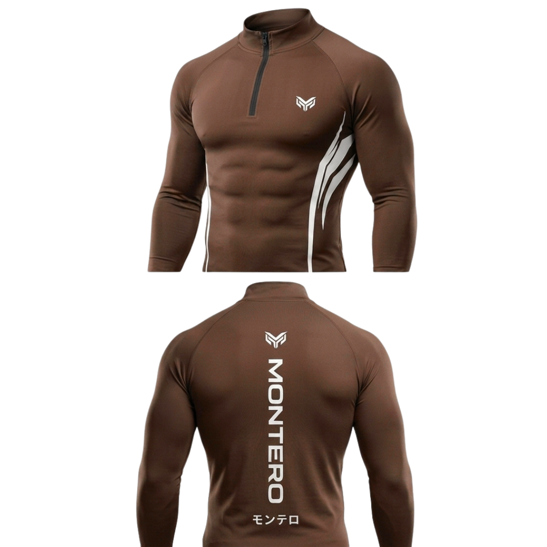 Brown Quarter-Zip Compression Shirt back Dubai UAE
