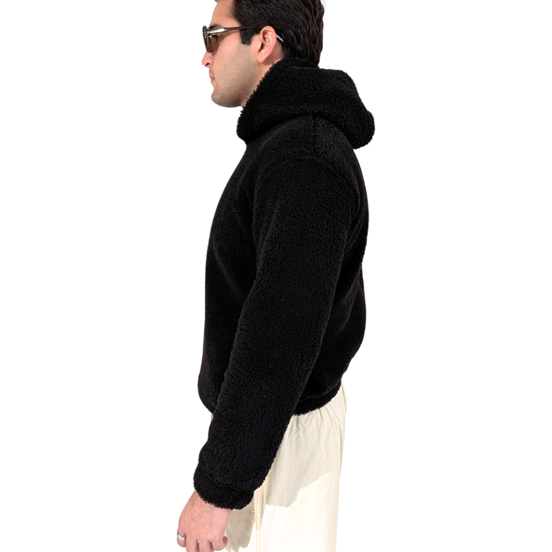Black Sherpa Hoodie - Unisex Winter Wear Dubai