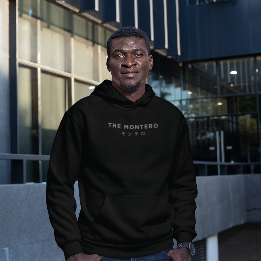 THE MONTERO Black Hoodie Japanese Logo Dubai UAE